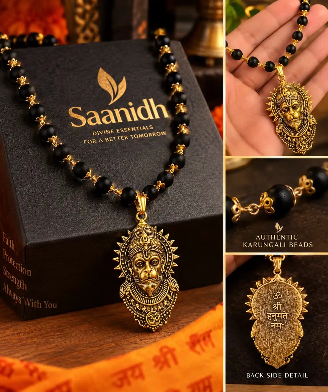 Gold Plated Bajrangbali Karungali Necklace